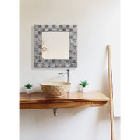 1 x RAW Customer Returns AOAOPQ Rustic Wall Mirror Square Wooden Frame 43.5cm Farmhouse Mirror for Hallway Bedroom Living Room Bathroom Mirror for Wall Decoration Easy to Hang Wall Mirror Oil Paint Black - RRP €28.08