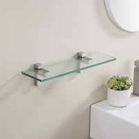 1 x RAW Customer Returns KES shower shelf glass glass shelf 40CM bathroom shelf glass shelf for bathroom wall shelf with shelf holder wall mounting brushed nickel, BGS3201S40-2 - RRP €27.99