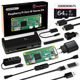 1 x RAW Customer Returns GeeekPi Raspberry Pi Zero W Starter Kit, with RPi Zero W Aluminum Case, 64GB SD Card, Power Supply, 20Pin Header, Micro USB to OTG Adapter, HDMI Cable, HDMI Adapter, Switch Cable and 4 Port USB Hub - RRP €58.45