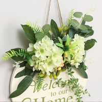 1 x RAW Customer Returns UICerland welcome mark wooden decoration wall decoration living room door decoration front door door decoration door wreath perennial welcome home wall decoration modern front door decoration mint green  - RRP €21.99