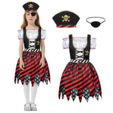 1 x RAW Customer Returns Aomig Children s Pirate Costume, 3 Pieces Pirate Costume with Accessories, Pirate Hat, Pirate Eye Patch, Pirate Outfit, Girls Dress Up Set for Halloween, Carnival, Birthday Cosplay, M - RRP €15.99