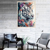 6 x Brand New 5D Diamond Art Painting Kit, Diamond Painting Pictures Set, Diamond Painting Rhinestone Embroidery Painting Painting Set for Adults, Children, Home, Wall Decorations white tiger  - RRP €36.24