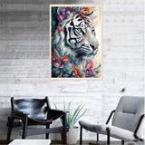 1 x Brand New Diamond Painting Set, Diamond Painting Set, Rhinestone Embroidery Painting, Painting Kit for Adults, Kids, Home Decor, Wall Decor - White Tiger - RRP €19.2