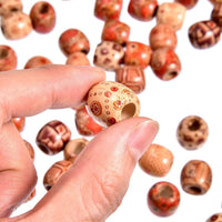 3 x Brand New 300Pcs Printed Natural Wooden Beads Printed Loose Wooden Beads Round Wooden Beads, for Jewelry Making DIY Necklace Bracelets Hair Jewelry Crafts - RRP €46.02