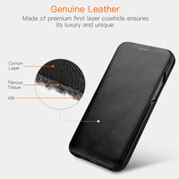 1 x RAW Customer Returns ICARER Leather Case for iPhone 12 Pro Max Case Vintage Antique Cell Phone Case Leather Case with Hidden Magnetic Closure Only for Apple iPhone 12 Pro Max 6.7 Black  - RRP €24.94