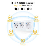 1 x RAW Customer Returns JIMEIDA socket with USB in white, 3-way 16Amp glass Schuko sockets with fast charging USB connection and type C port max.3.1A, 228 86mm, 250V - RRP €30.24