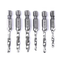 1 x Brand New 6 SAE HSS Combined Tap Bits 1 4 Hex Shank for Tapping Soft Metal - RRP €26.4