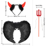 2 x RAW Customer Returns Sunshine smile 45 cm angel wings black with devil horn red, angel wings, feather wings, angel wings costume, angel wings for women and girls, party carnival costumes decoration, costume party fancy dress - RRP €13.6