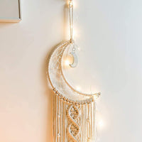 5 x RAW Customer Returns Koytoy Macrame Wall Hanging Moon Dream Catcher with LED Light Handmade Woven Dreamcatcher Boho, House Decoration Chic Home Decor Gifts Apartment Room Decoration for Eid Mubarak Ramadan - RRP €50.35