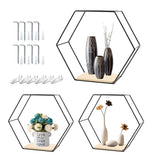 1 x RAW Customer Returns MaxAwe Hexagon Wall Shelf Metal Set of 3, Wall Decoration Hanging Shelf Floating Shelf in 3 Sizes, Hexagon Shelves for Living Room, Bedroom, Bathroom, Hallway, Cafe, Apartment Black  - RRP €27.44