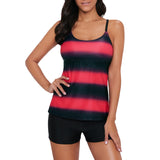 1 x RAW Customer Returns Durio Swimsuit Women s Tummy Control Woman Swimwear Swimsuits Tankinis Tankini with Hot Pants Swimwear Two-Piece with Stripes, Red and Black Mixture, EU 40 Label L  - RRP €34.27