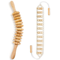 2 x RAW Customer Returns BEERYFUN Maderotherapy Set, 2 Pieces Wooden Massager Massage Roller Cellulite Massage Roller for Neck, Leg, Back, Natural Wood Color Pain Relief, Fascia Roller with Handle - RRP €40.12