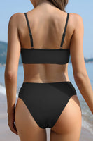 1 x Brand New SHEKINI Women s Bikini Set Bandeau Adjustable Bikini Top Elegant Two-Piece Swimsuit with High Waist Tummy Control Triangle Bikini Bottoms Swimwear XL, B-black  - RRP €30.95