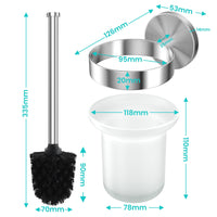 1 x RAW Customer Returns Dailyart toilet brush, toilet brush WC brush holder WC set WC brush without drilling toilet brush holder with holder for wall mounting, incl. replacement brush, stainless steel glass - RRP €18.68