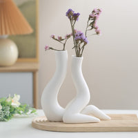 1 x RAW Customer Returns Kingbar Ceramic Vase Set of 2 White, Vase White Matt for Pampas Grass, Boho Vase Decoration for Living Room, Kitchen, Wedding or as a Gift, Minimalist Gift, A - RRP €30.24