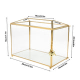 1 x RAW Customer Returns Homtone 26 cm Large Glass Wedding Card Box with Slot and Lock, Geometric Terrarium Gold Glass Box, Vintage Presentation Box for Wedding Reception, Table Centerpiece - RRP €39.28