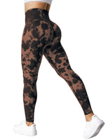 1 x RAW Customer Returns ZAAYO Sports Gym Leggings Booty Scrunch Butt Lift Tie Dye Leggings Brown S - RRP €30.24