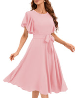 1 x RAW Customer Returns Gardenwed Women s Vintage Dress Cocktail Dress Evening Dress 1950s Retro Rockabilly Wedding Party Dresses Ruffle Short Sleeves Pink XL - RRP €38.84