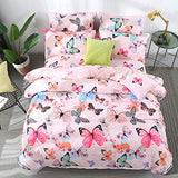 1 x RAW Customer Returns Freyamy children s bed linen 100 x 135 cm 2-piece pink colorful butterfly reversible bed linen brushed microfiber soft children s bed linen girls duvet cover with zipper and pillowcase 40 x 60 cm - RRP €22.72