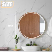 1 x RAW Customer Returns YOSHOOT 500mm Round Patterned Wall Bathroom Mirror with LED Light, Most Elegant Illuminated Cosmetic, 3 Color Dimmable, IP44 Turbine  - RRP €93.49