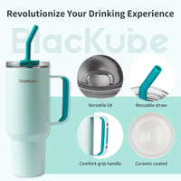 1 x RAW Customer Returns Blackube 1200ml drinking cup with lid and straw, cup with lid and straw, BPA-free, leak-proof, large drinking bottle made of metal-ceramic interior - RRP €40.68