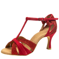 1 x RAW Customer Returns Rummos ladies Latin dance shoes Elite Martina 028 135 - Material Nubuck Glitter - Color Red - Width Medium Normal - Heel 60R Flare - Size EUR 37 - RRP €124.99