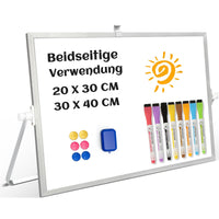 1 x RAW Customer Returns QUEENLINK Whiteboard Magnetic, Double-Sided Use Desktop Magnetic Board Small, White Board Small with Stand 30x40cm Writing Board Wipeable - RRP €17.14