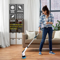 3 x RAW Customer Returns FARI Electric Spin Scrubber, Cordless Cleaning Brush with 7 Interchangeable Drill Brush Heads, Tub and Floor Tiles 360 Power Scrubber Mop with Adjustable Handle for Bathroom Kitchen Car White  - RRP €179.97