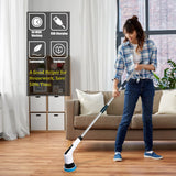 1 x RAW Customer Returns FARI Electric Spin Scrubber, Cordless Cleaning Brush with 7 Replaceable Drill Brush Heads, Tub and Floor Tile 360 Power Scrubber Mop with Adjustable Handle for Bathroom Kitchen Car White  - RRP €59.0