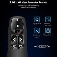 1 x RAW Customer Returns Wireless Presenter - KKMOL presentation remote control, Powerpoint remote control, pointer for presentations, PPT red pointer, USB 2.4 GHz presenter for PPT Windows XP 7 8 10 Mac OS Linux - RRP €11.99