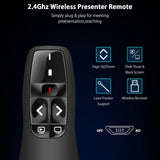 1 x RAW Customer Returns Wireless Presenter - KKMOL presentation remote control, Powerpoint remote control, pointer for presentations, PPT red pointer, USB 2.4 GHz presenter for PPT Windows XP 7 8 10 Mac OS Linux - RRP €11.99