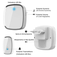 1 x RAW Customer Returns YYQ IP44 Waterproof Wireless Outdoor Doorbell, Wireless Doorbell with 300M Range, LED Indicator, 1 Button Transmitter and 2 Receivers, 5 Adjustable Volume, 36 Ringtones White  - RRP €22.99