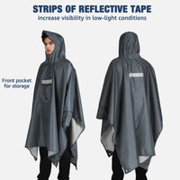 1 x RAW Customer Returns Anyoo Lightweight Waterproof Rain Poncho Rain Jackets with Sleeves Ventilated Multipurpose Raincoat with Hood Protective Blanket Shelter Tarp for Outdoor Camping Hiking Fishing, Gray, One Size - RRP €24.19