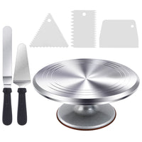 1 x RAW Customer Returns Rotating cake plate, Ohuhu rotating cake plate 30 cm, aluminum alloy cake turntable rotating cake plate set with 2 angle palettes and 3 dough scrapers, great gift for Mother s Day - RRP €43.99