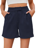 1 x RAW Customer Returns Famulily Women s Summer Shorts High Waist Loose Casual Lightweight Shorts Hot Pants with Pockets Navy Blue XL - RRP €30.24