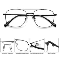 5 x Brand New MMOWW Titanium Reading Glasses Blue Light Blocking - Metal Frame Nerd Square Eye Protection Video Eyeglasses Anti Glare Women Men Black, 2.5  - RRP €95.75