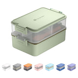 1 x RAW Customer Returns linoroso Lunch Box Adult Lunch Box with 3 Compartments Bento Box with Sauce Container and Crockery Lunch Box for Microwave and Dishwasher Plastic BPA-Free As Breakfast Box Salad Box - Mint Green - RRP €30.2