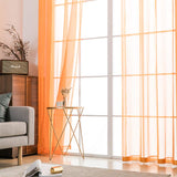 1 x RAW Customer Returns MIULEE Set of 2 Voile Curtains with Eyelets Made of Voile Polyester Eyelet Curtain Transparent Living Room Airy Decorative Curtain for Bedroom Orange 245 x 140 cm H x W , Grommet Top - RRP €29.69