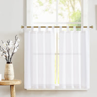 1 x RAW Customer Returns TOPICK sheer curtains with loops linen bistro curtain semi-transparent curtain sheer curtain scarves sheer curtain window scarf for kitchen living room country house set of 2 65Wx60H cm white - RRP €20.99