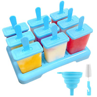 2 x RAW Customer Returns Alinana ice cream molds popsicle molds, 9 ice cream molds reusable, individual defrosting popsicle molds, BPA free ice cream molds - comes with a cleaning brush and silicone folding funnel - RRP €23.42