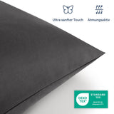 1 x RAW Customer Returns Blumtal bed linen 155x200 cm summer 2 pillowcases 40x80 cm - summer made of breathable microfiber - OEKO-TEX certified bed linen - soft bed linen 3-piece - anthracite - RRP €20.16