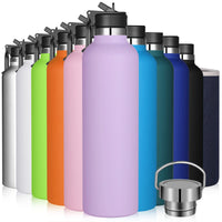 1 x RAW Customer Returns GeeRic 1 Liter Stainless Steel Water Bottle, Wide Mouth Thermal Bottle 12H Hot 24Cold BPA Free with Case and Handle Cover, for Camping, School, Sports, Gym, Violet - RRP €20.66