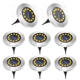 1 x RAW Customer Returns GREPRO Solar Floor Lights 8 Pack, 12 LEDS Solar Lamps for Outdoors, IP65 Waterproof Warm White LED Garden Lights Solar for Lawn Driveway Sidewalk Patio Garden Solar Light - RRP €29.98