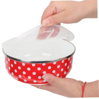 1 x RAW Customer Returns COLLBATH 5pcs Noodles For Soup Red Salad Office Supplies Lid Pattern Home Serving Preparation Enamelware Dot Baking Container Gadgets Plastic Lid Cream Salads - RRP €27.69