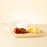 1 x RAW Customer Returns Tuuli Kitchen cheese dome cheese board cheese plate wooden board made of wood beech natural plastic storage of cheese cold cuts bread cake - RRP €25.73