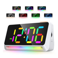 1 x RAW Customer Returns OCUBE digital alarm clock, alarm clock with light, colorful display digital clock with mains operation and dimmable brightness, loud alarm tone, USB charger, snooze function for bedroom decoration - RRP €22.18