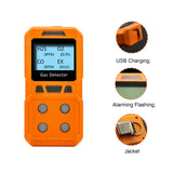 1 x RAW Customer Returns Gikaida Portable 4 Gas Monitor, Portable H2S, O2, CO, EX Gas Detector - Ready to Use Orange  - RRP €120.99