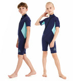 1 x RAW Customer Returns Summshall Wetsuit Kids, 2MM Neoprene Shorty Warming Swimsuits for Girls Boys Thermal Diving Suit Ultra Stretch Wetsuits for Water Sports - RRP €42.99