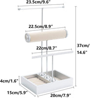 1 x RAW Customer Returns QILICZ jewelry stand jewelry holder T-shape chain holder - 3 rods jewelry tree chain stand watch stand earring holder, silver jewelry storage for rings, earrings, bracelets, watches - RRP €31.49