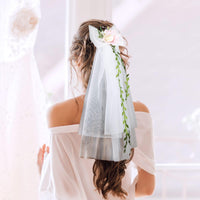 5 x Brand New BETESSIN Veil Bridal JGA Veil Short with Hair Comb Tulle Bridal Wedding Hair Accessories Bow Pearls Headpiece Bridal Jewelry for JGA Hen Party Cosplay Party White B - RRP €90.0